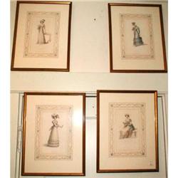 GODEY Fashion Prints 4 Framed ANTIQUE #990730