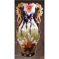 MAJOLICA Art Nouveau COBALT Blue Vase ANTIQUE #990738