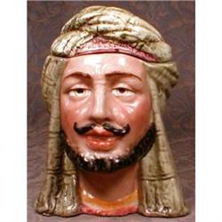 MAJOLICA Humidor Figural Head TOBACCO Antique #990740