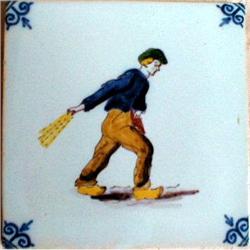 DUTCH Faience TILE Farmer ANTIQUE French #990794