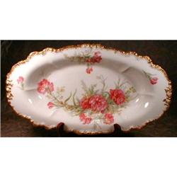 LIMOGES Pouyat Bread Plate Carnations ANTIQUE #990802