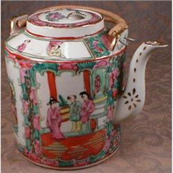 Rose MEDALLION Teapot Canton China EXPORT #990833