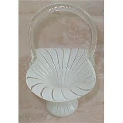 MURANO Lattice BASKET Latticino Glass VINTAGE #990888