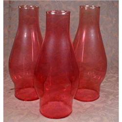 CRANBERRY Hurricane Chimneys GLASS Three 3 #990896