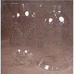 CANDLE Lamp Shades ETCHED Hurricanes PAIR  #990897