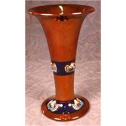 COPPER Lustre VASE Trumpet Gaudy ENAMEL #990914