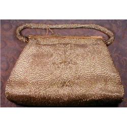 Beaded GOLD Purse Evening Bag VINTAGE #990970