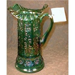 FENTON Carnival PITCHER Blue Green Opalescent #990974