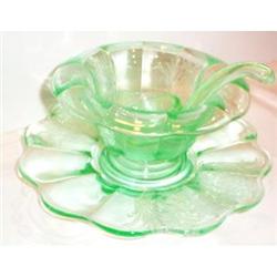 Green Cupid Depression Glass Mayonnaise  Set #991099