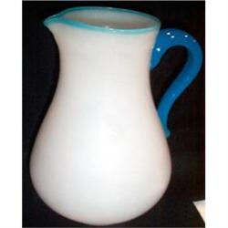 English Blue White Opaline Pitcher #991103