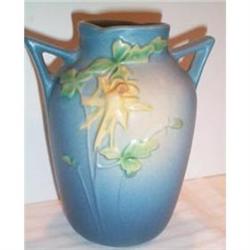 Roseville Columbine Blue Background Vase #991105