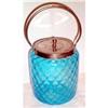 Image 1 : Blue Quilted Glass English Biscuit Jar #991121