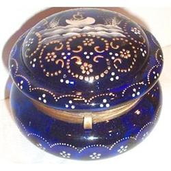 Hand Painted Cobalt Blue Lidded Jewelry Box #991132