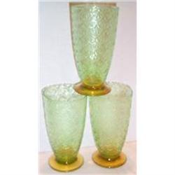 Three Bi-Colored Turkey Tracks Footed Goblets #991187