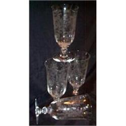 Four Heisey Orchid Ice Tea Footed Tumblers #991211