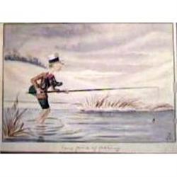 A watercolour of man fishing #991243