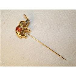 Lovely Estate 14K YG Enamel Elephant Stick Pin #991375