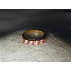 Estate 14K YG Gold Diamond Ruby Stacking Ring #991384
