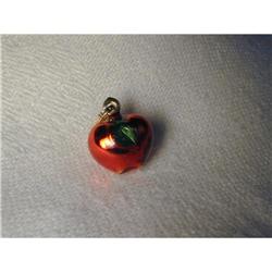 Estate 14K YG Gold Enamel Fruit Apple Charm #991385