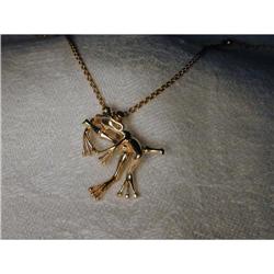 Unique Estate 14K YG Gold Ruby Frog Brooch Pin #991389