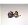 Image 1 : Estate 14K YG Gold Amethyst Floral Earrings #991390