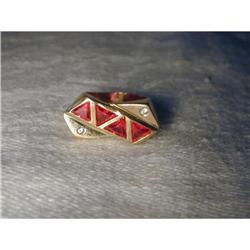 Estate 14K YG Gold Ruby Diamond Unisex Ring #991395