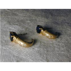 Estate 14K YG Gold Diamond Sapphire Earrings #991398