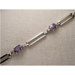 Estate 14K WG Gold Diamond Tanzanite Bracelet #991403