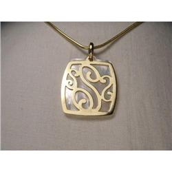 Estate14K Gold Filigree Mop Pearl Slide Pendant #991406