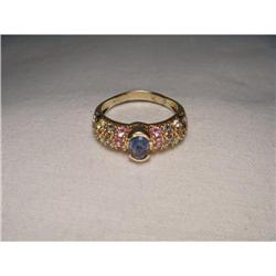 Estate 18K YG Gold Multi-Color Sapphire Ring #991414