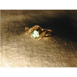 Estate 14K YG Yellow Gold Emerald Baguette Ring #991416
