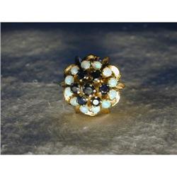 18K Pink Rose Gold Filigree Opal Sapphire Ring #991419