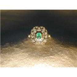 Lovely Estate 14K WG White Gold Emerald Ring #991423