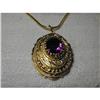 Image 1 : Estate 14K YG Filigree Amethyst Pendant Locket  #991436