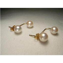 14K YG Cultured White Pearl Jacket Earrings #991446