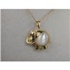 Image 1 : Estate 14K YG Ruby Mobe Pearl Elephant Pendant #991463