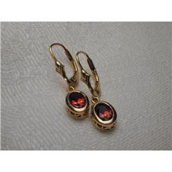 Rare Filigree 14K YG Gold Garnet Drop Earrings #991467