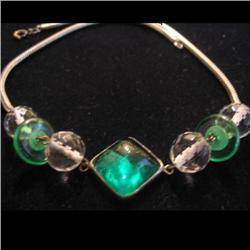 Emerald Glass and Textured Clear Beaded #991485