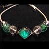 Image 1 : Emerald Glass and Textured Clear Beaded #991485