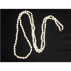 White Glass Beaded Super Long Necklace #991490