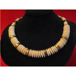 Ivory Lucite and Brass Disc Necklace #991494