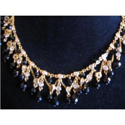 Monet Jet Glass and Rhinestone Necklace #991495