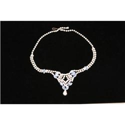 Crystal and Sky Blue Rhinestone Silvertone #991496