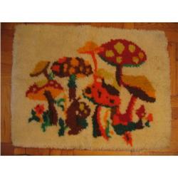 1960?s HANDHOOKED mushroom Rya rug #991507
