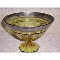 Green Crystal Pedestal Bowl with S/P Rim&Base #991774