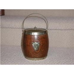 English S/P Oak Biscuit Barrel #991808