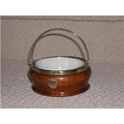English S/P Oak Butter Dish/Porcelain Liner #991811