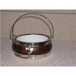 English S/P Oak Butter Dish/Porcelain Liner #991812