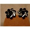Image 1 : Black Glass "Pin Wheel" Design C. 1900 Earrings #991862