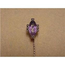 Victorian Engraved Amethyst and Pearl Stickpin #991943